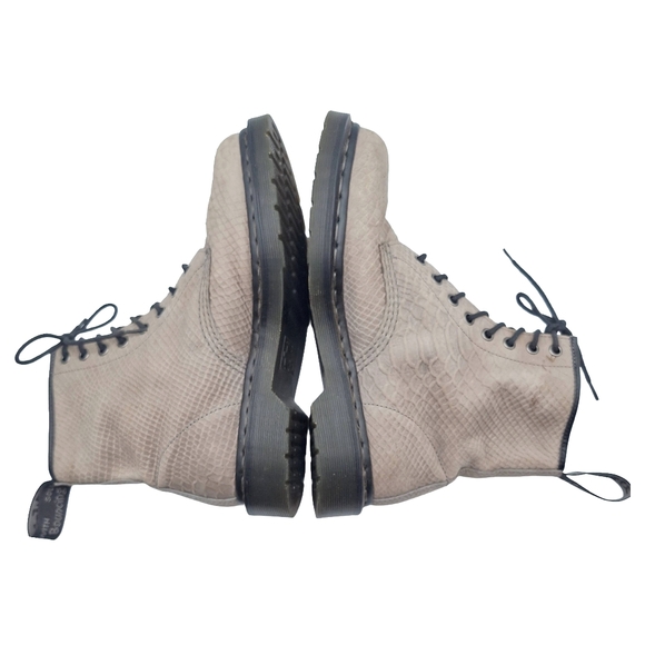 Dr Doc Martens 1460 Textured Snake-Embossed 8 Eye Combat Moto Boots - Picture 5 of 12